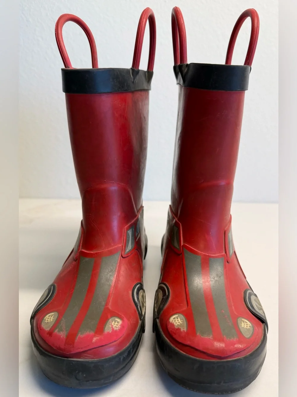 Cat & Jack Red Race Car Rain Boots Toddler Size 8